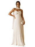 Cute Pink A-Line Chiffon Sleeveless Sweetheart Long Prom Dress
