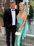 Blush Pink Strapless Straight Neck Satin Sheath Mermaid Prom Dress with Diagonal Side Ruched Drape Fitted Waist Trumpet Hem and Open Back