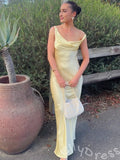 Periwinkle One Shoulder Satin Mermaid Prom Dress with Asymmetric Draped Bodice Ruched Side and Open Cowl Back