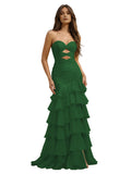 Cute Mermaid Yellow Chiffon Sweetheart Long Prom Dress