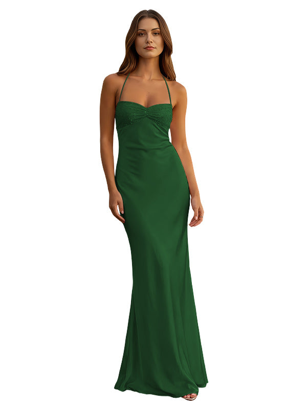 Elegant Pink Mermaid Spaghetti Straps Long Prom Dress