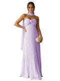 Cute Pink A-Line Chiffon Sleeveless Sweetheart Long Prom Dress