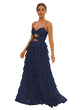 Cute Yellow Spagehetti Straps Sweetheart A-Line Long Prom Dress