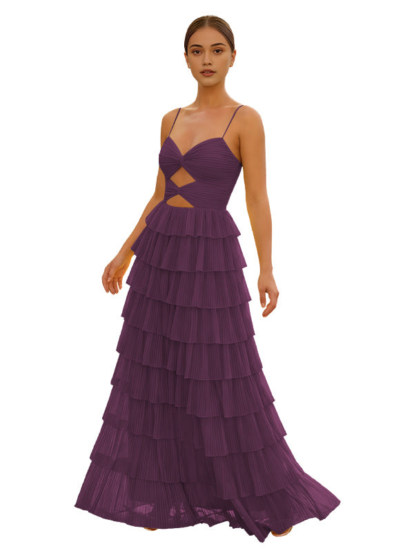 Cute Yellow Spagehetti Straps Sweetheart A-Line Long Prom Dress