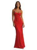 Elegant Pink Mermaid Spaghetti Straps Long Prom Dress