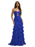 Cute Mermaid Yellow Chiffon Sweetheart Long Prom Dress