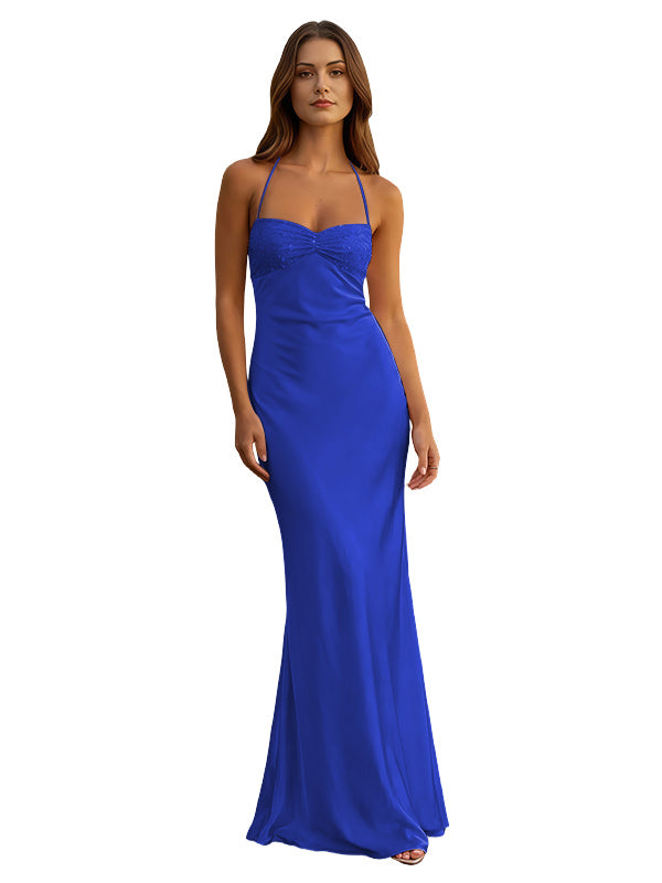 Elegant Pink Mermaid Spaghetti Straps Long Prom Dress