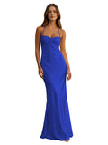 Elegant Pink Mermaid Spaghetti Straps Long Prom Dress