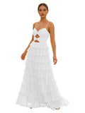 Cute Yellow Spagehetti Straps Sweetheart A-Line Long Prom Dress