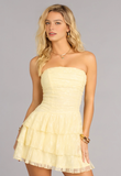 A-Line Strapless Cocktail Dress Open Back Lace Ruffled Homecoming Dress