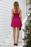 Strapless Bow A-Line Mini Dress Simple Short Homecoming Party Dress