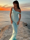 Simple Fuchsia Satin Off-shoulder Mermaid Prom Dress To Impress