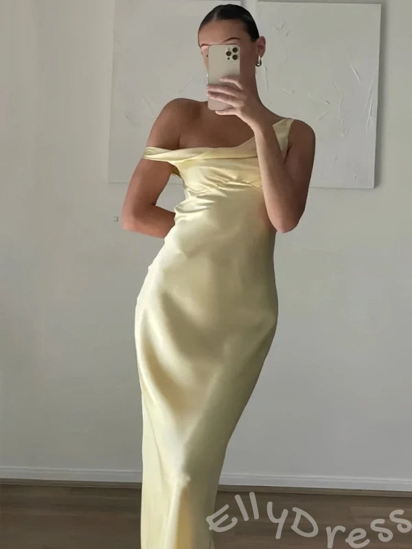 Simple Fuchsia Satin Off-shoulder Mermaid Prom Dress To Impress