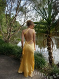 Elegant Yellow One-shoulder Mermaid Long Prom Dress