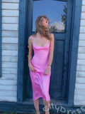 Simple Blush Pink Satin Spaghetti Straps Mermaid Prom Dress With Lace-up