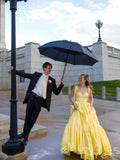 Hot Pink Wide Strap Bow Tie Sweetheart Satin A-Line Ball Gown Prom Dress with Corset Bodice Oversized Skirt Open Back and Pockets